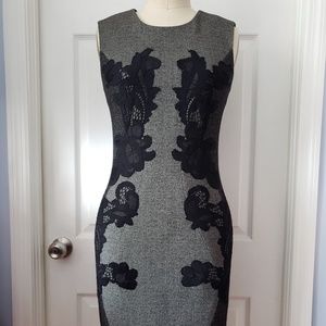 Diane von Furstenberg Gray Black Lace Dress Size 4
